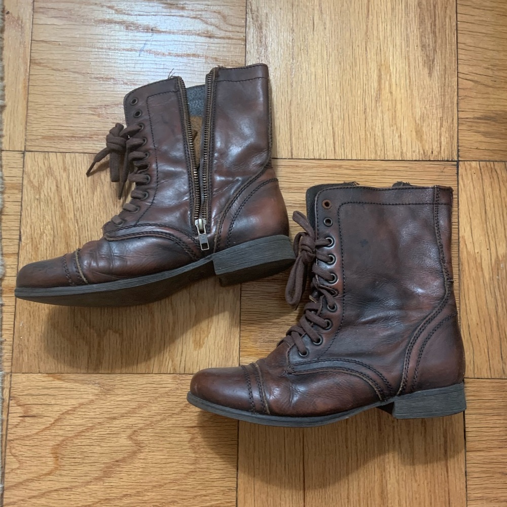 Steve Madden Troopa Brown Leather Boots